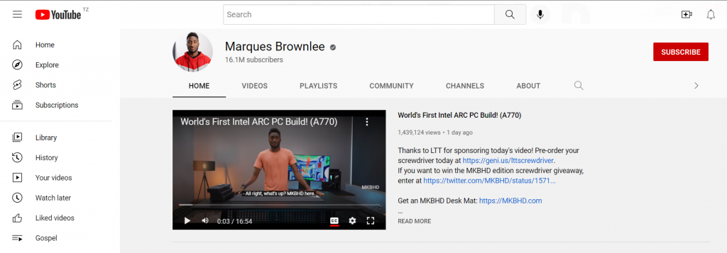 Marques Brownlee, a well-known tech YouTuber.